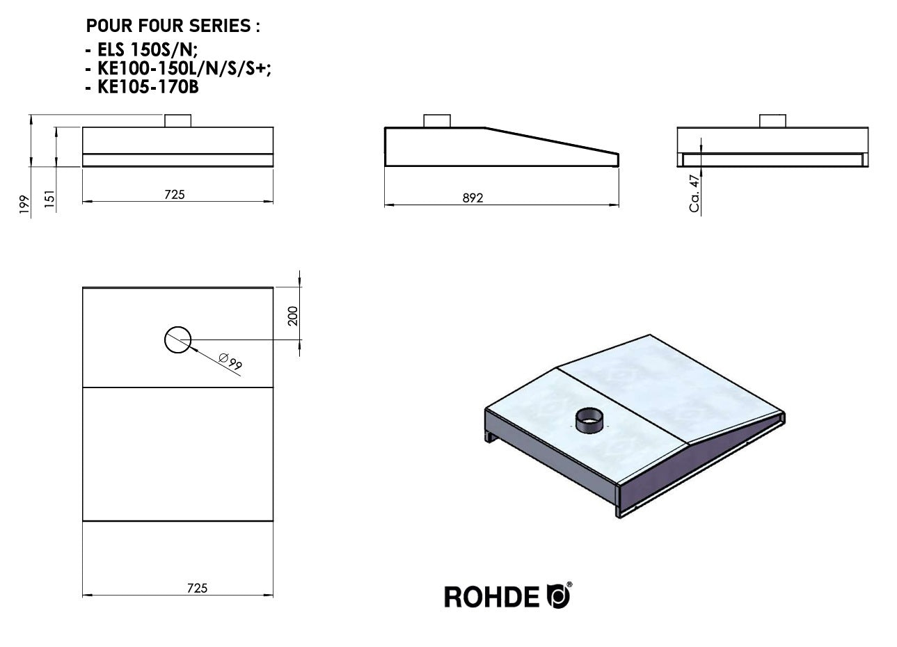 Hotte pour four Rohde KE100 105 150 170 et ELS 150
